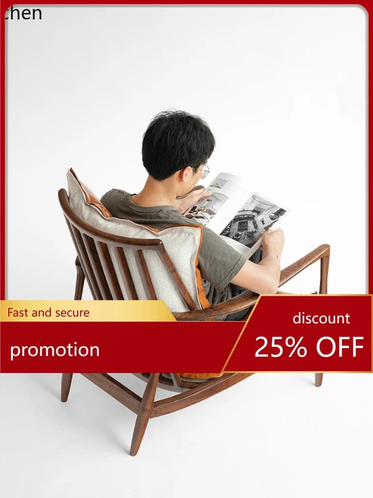 YFY Single Armchair First Layer Cowhide Black Walnut Solid Wood Furniture Chair Good Year