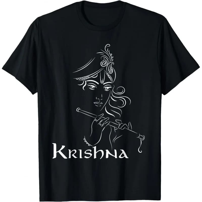 Hinduism Diwali Festival Gods Lord Krishna Gift T-Shirt Hindu Mythology print Short Sleeve Graphic clothes All size tops