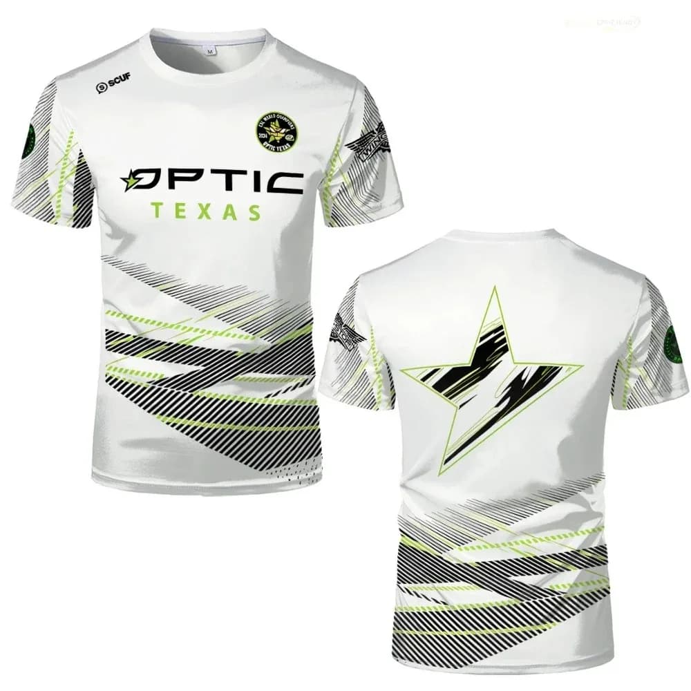 Optic Texas Esports Jersey 3d Print Polyester Sports T-shirt Men Women Short Sleeve Gaming Team Tee Round Neck Casual Top Summer
