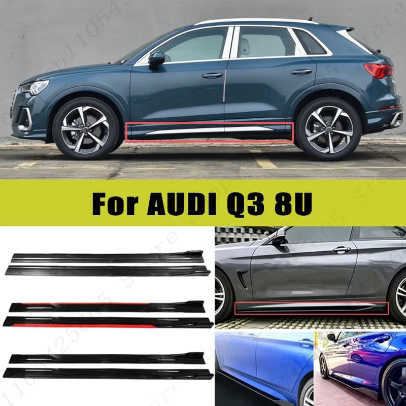 For AUDI Q3 8U Racing Sport Side Skirts 2.0/2.2M 86.6" ABS Splitters Extended Lip Body Kit Bumper Modified Parts 8Pcs