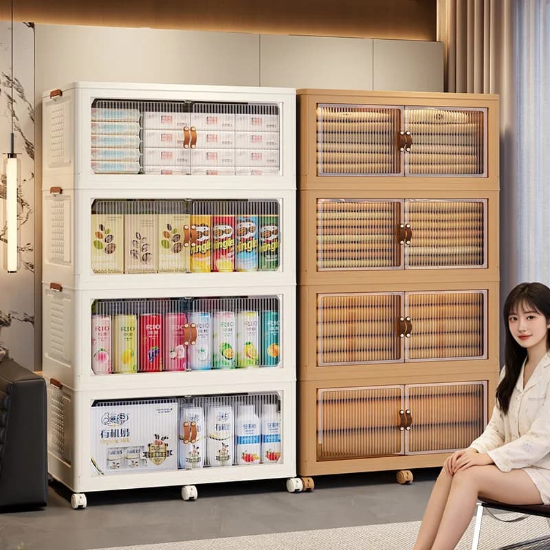 HYS Home Storage Cabinet Foldable Wardrobe Clothes Snacks Plastic Finishing Locker Bedroom Locker