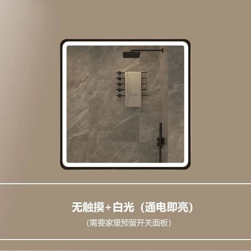 YFY smart mirror with frame bathroom wall-mounted mirror aluminum alloy frame square touch screen wall-mounted mirror smooth