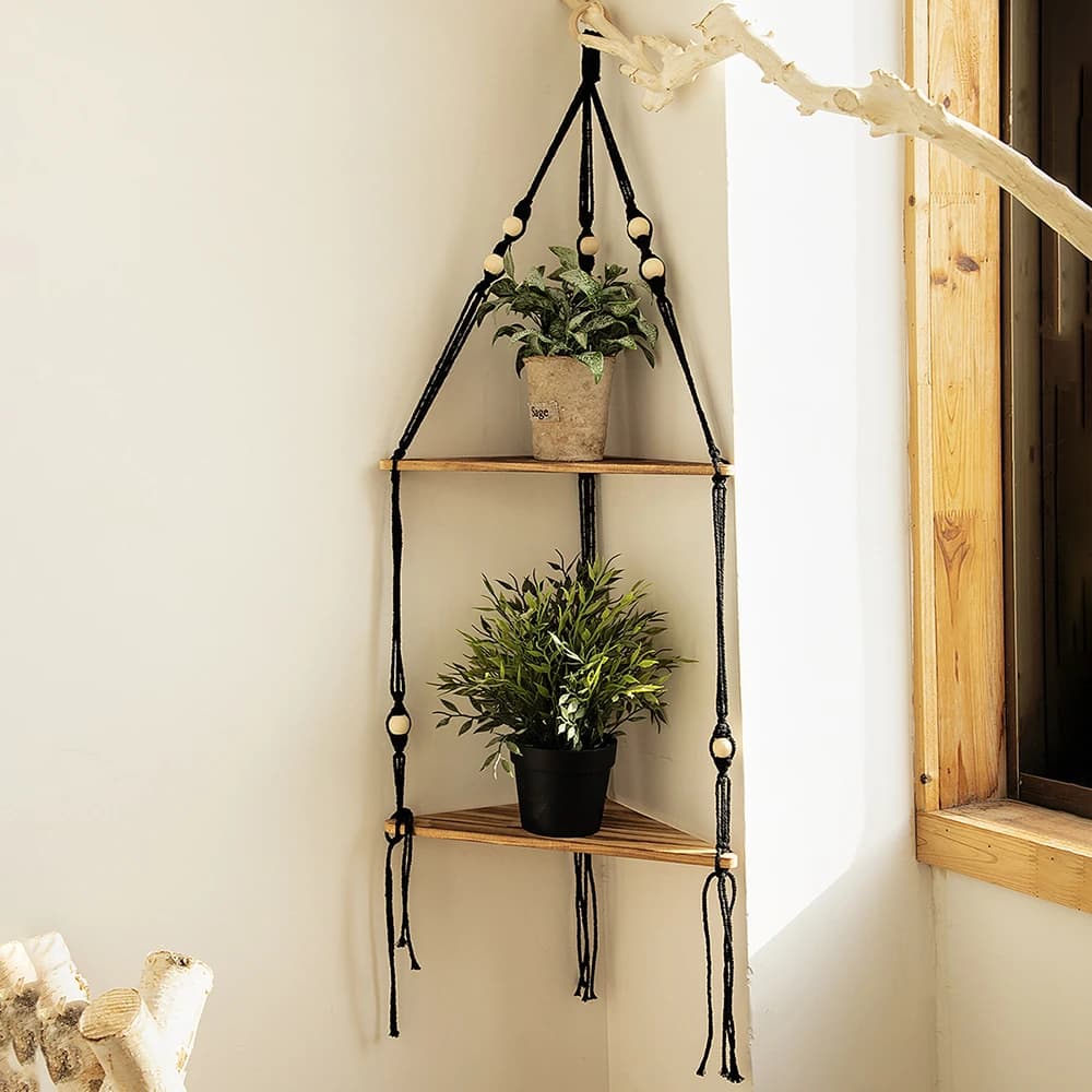 Wall Corner Shelf Macrame Triangle Shelves Wall Decor Bohemian Home Decor Plant HangerCandle Holder Living Room Bedroom Gift