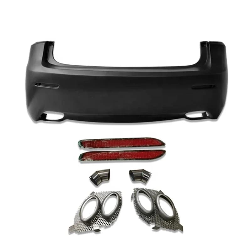 Carlong PP Material Black+Silver Bumper Kits for IS250/IS300/IS350 2013-2017 Complete Set Rear Diffuser Lip Tail Throat