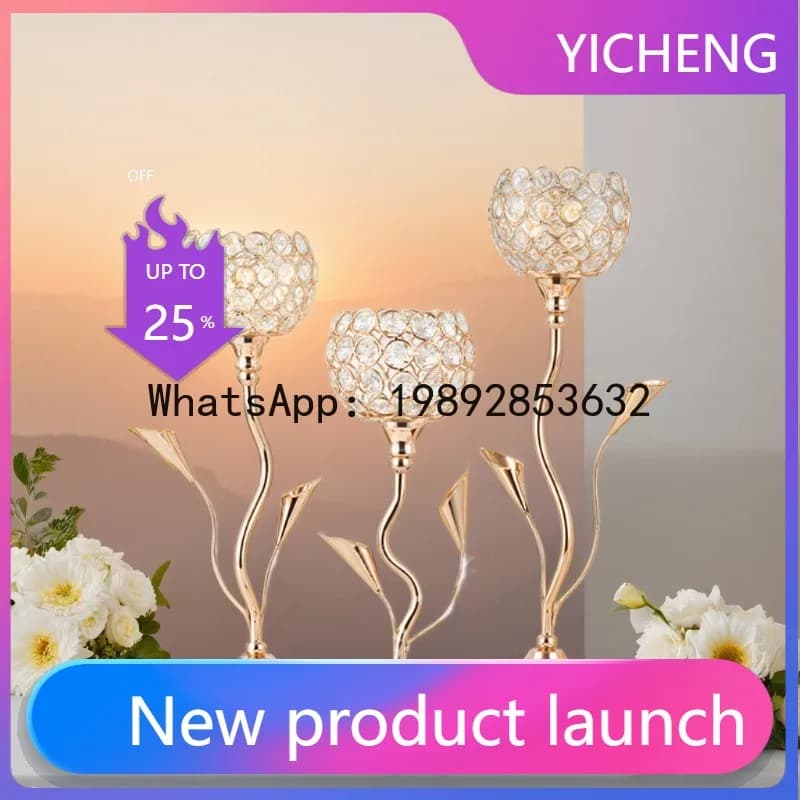 Hys iron metal candle holder christmas scented candle holder wedding decoration ornaments crystal candle cup