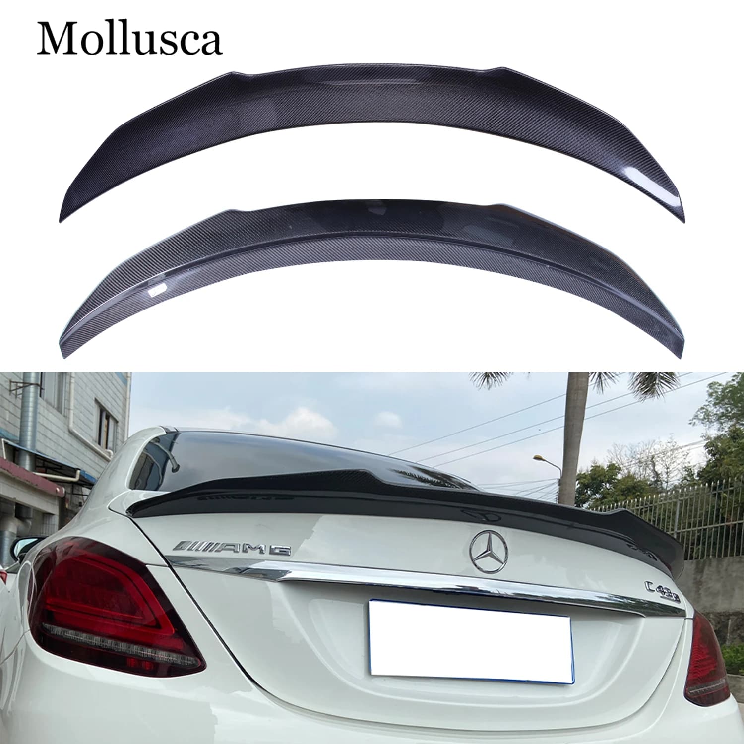 For Mercedes-Benz C-Class W205 4Door sedan PSM2 Style Carbon Fiber Rear Spoiler Trunk Wing 2013-2022