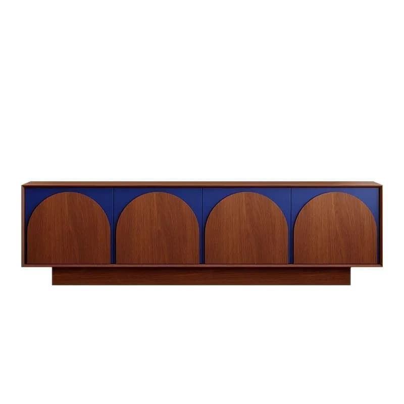 LTT French retro solid wood TV cabinet medium antique locker color matching smiley face high floor cabinet