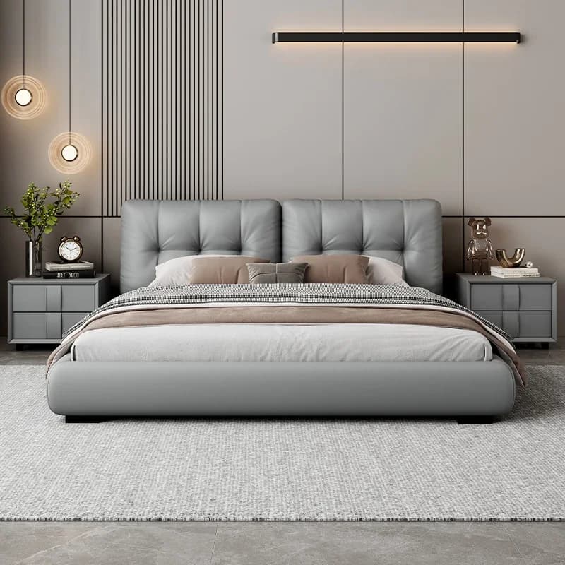 Leather Modern Simple Bed Italian Minimalist Light Luxury Designer High Quality Bed Aesthetics Comfortable Muebles Furniture