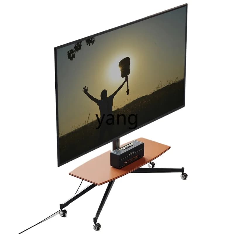 LTT Movable Floor Stand Saddle Leather Art Stand Exhibition Hall Cart Suitable for Living Room TV