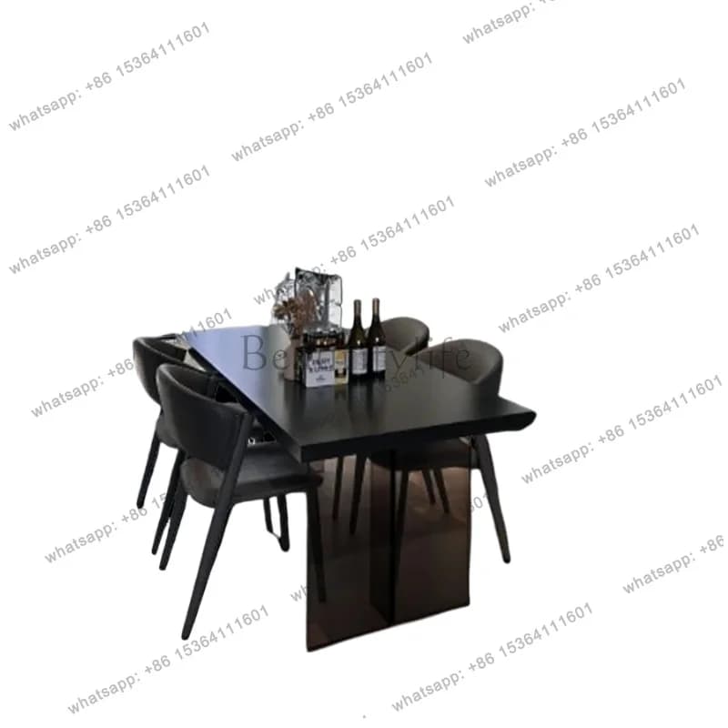 PG Decorations Black Dining Table Modern Designer Living Room Kitchen Dining Table Set Space Saving Tavolo Pranzo Furniture Home