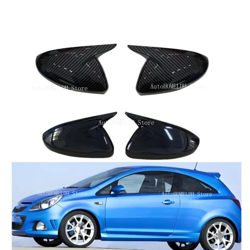 Car  Rearview Side Mirror Cover Wing Cap Fit For  VAUXHALL Corsa D & E 2006-2019   Rear View Case Trim Carbon Fiber