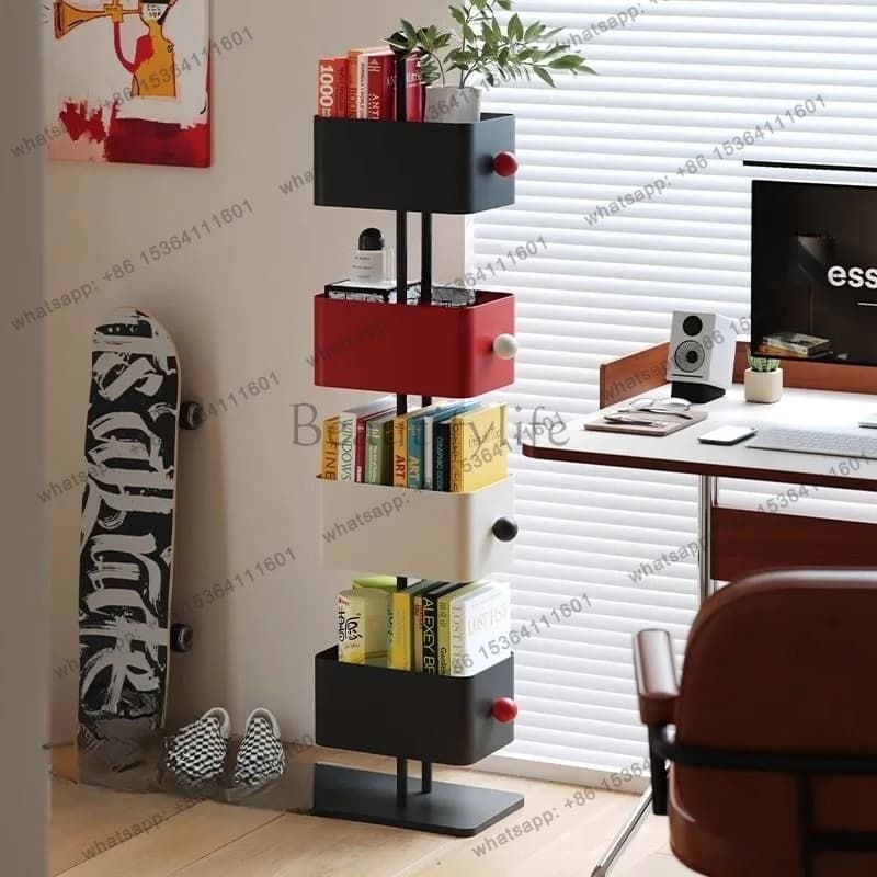 Living Room Home Children's Floor Corner Storage Rack Simple Color Bedroom iron Magazine Rack Cabinet Square