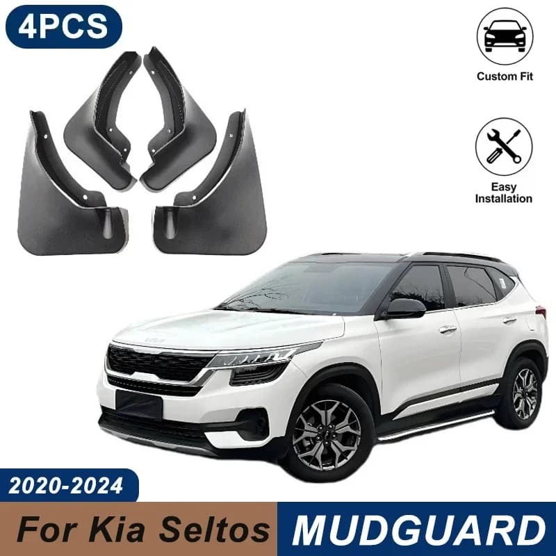 4PCS Car Mud Flaps For Kia Seltos 2020-2024 Waterproof Anti-Splash Fender Mudguards Auto Exterior Accessories