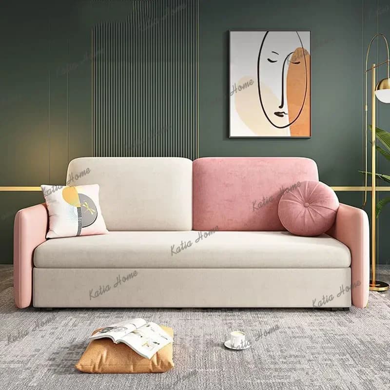 FG Girly Aesthetic Living Room Sofas Beige Orange Individual Kawaii Living Room Couch Luxury Pull Out Schlafsofa Furniture Home