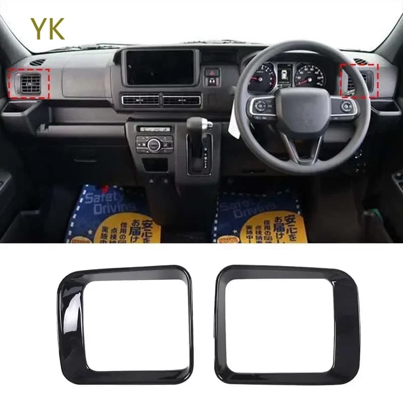 For Daihatsu ATRAI HIJET CARGO 2022-23 ABS Carbon Fiber Car Dashboard Side Air Outlet Frame Cover Trim Interior Car Accessories