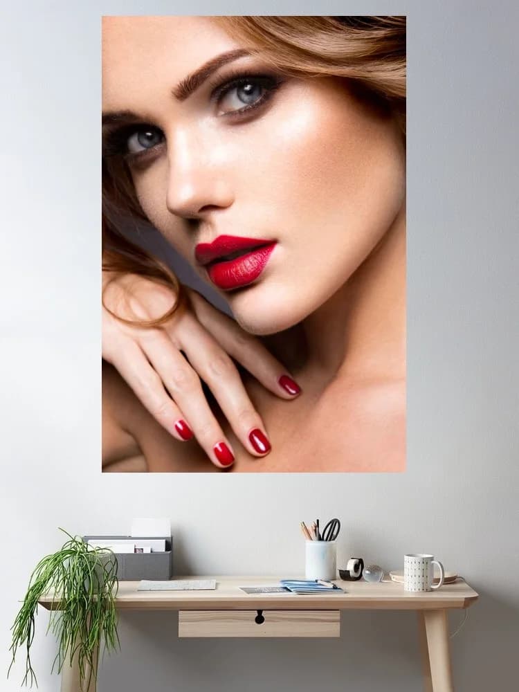 8Style Choose Fashion Woman Red Lips, Art Print Silk Poster Home Wall Decor