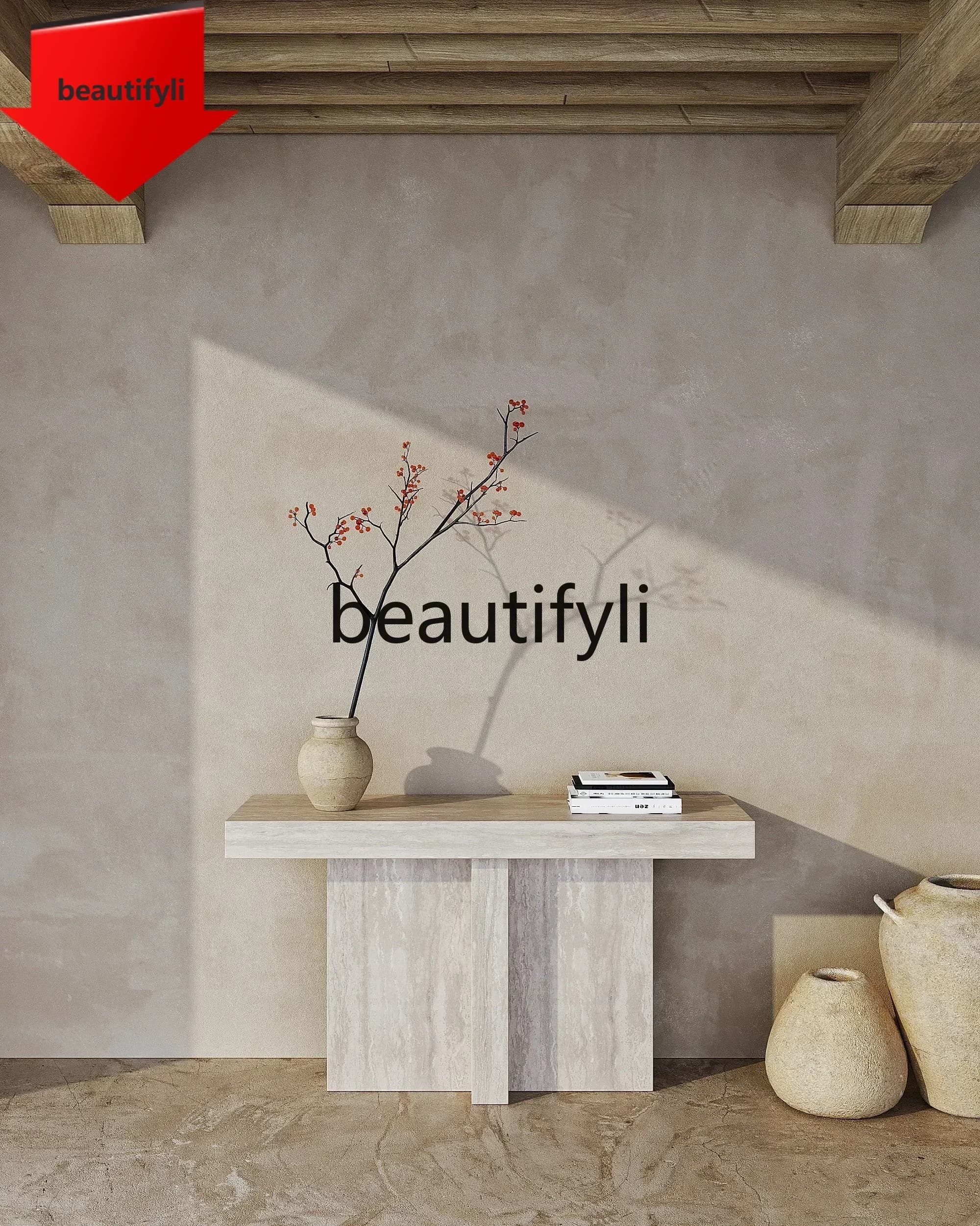 Q181  Designer rectangular cave stone entrance table living room partition table, minimalist high-end home creative entrance tab
