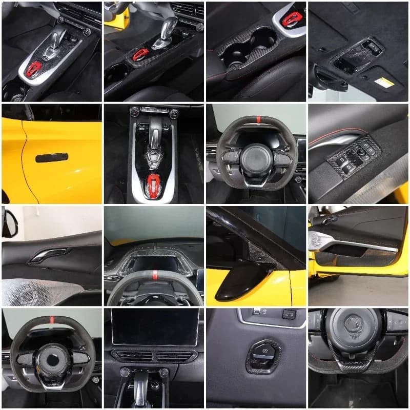 Real Carbon Fiber Car Dashboard Console Gear Shift Glass Lift Panel Decoration Cover Car Accessories For Lotus Emira 2021-2023
