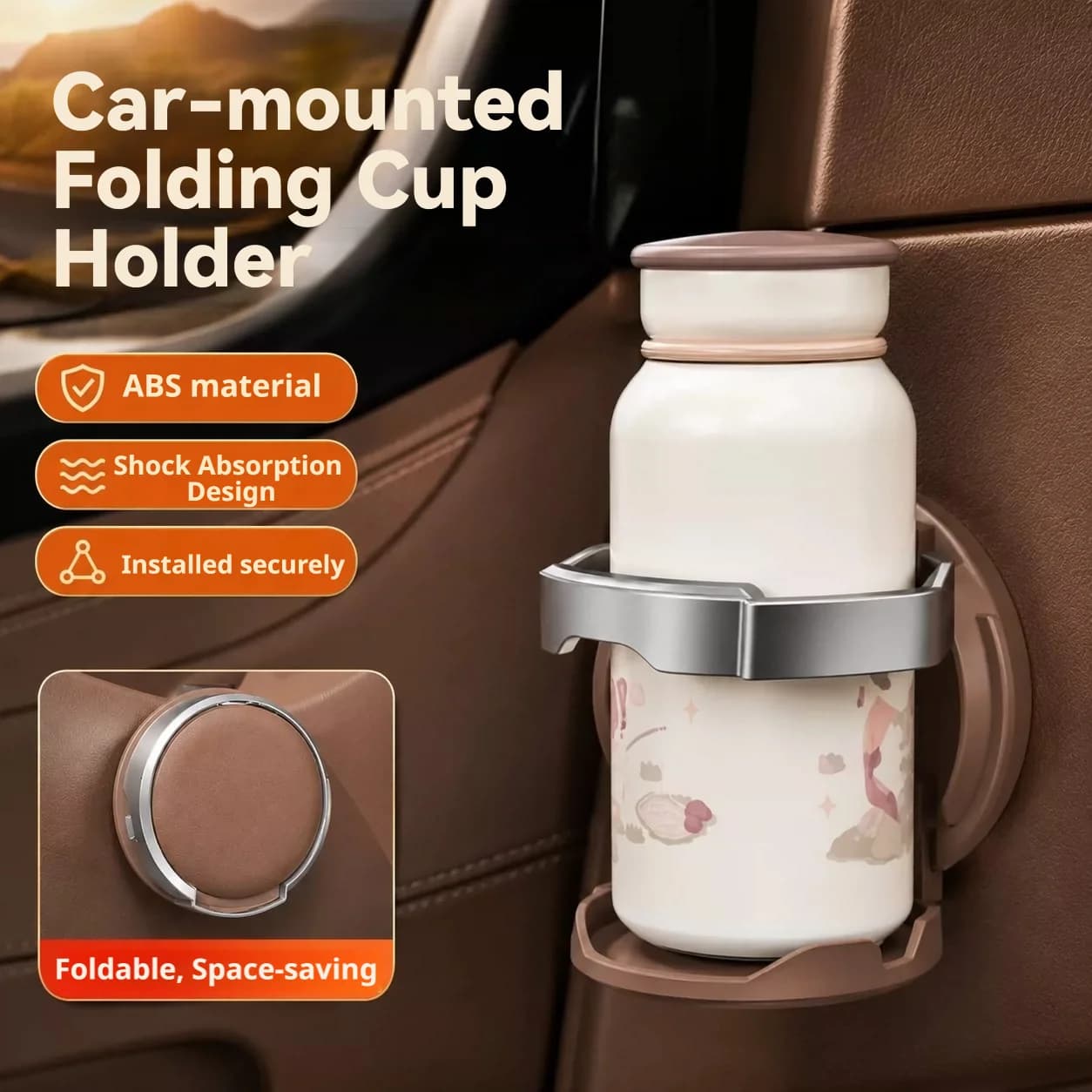 Car cup holder mount, foldable drink holder for car doors, durable car cup rack, suitable for Audi Q5, A4, Q3, A3, A6