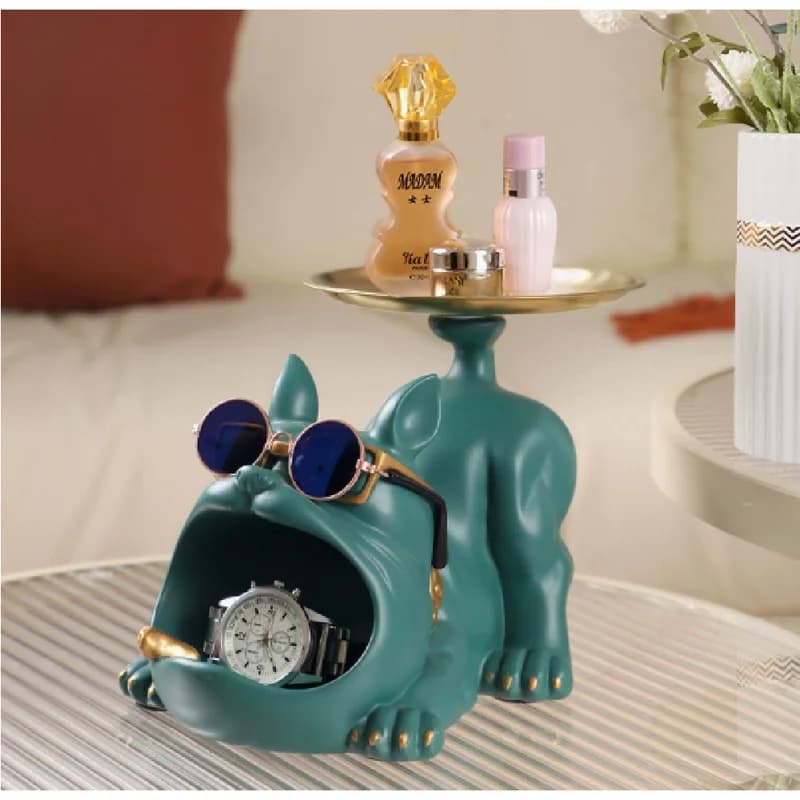 Resin Dog Figurine, Bulldog Storage Tray, Animal Ornament, Resin Craft Art Sculpture Decoration,  Home Decor