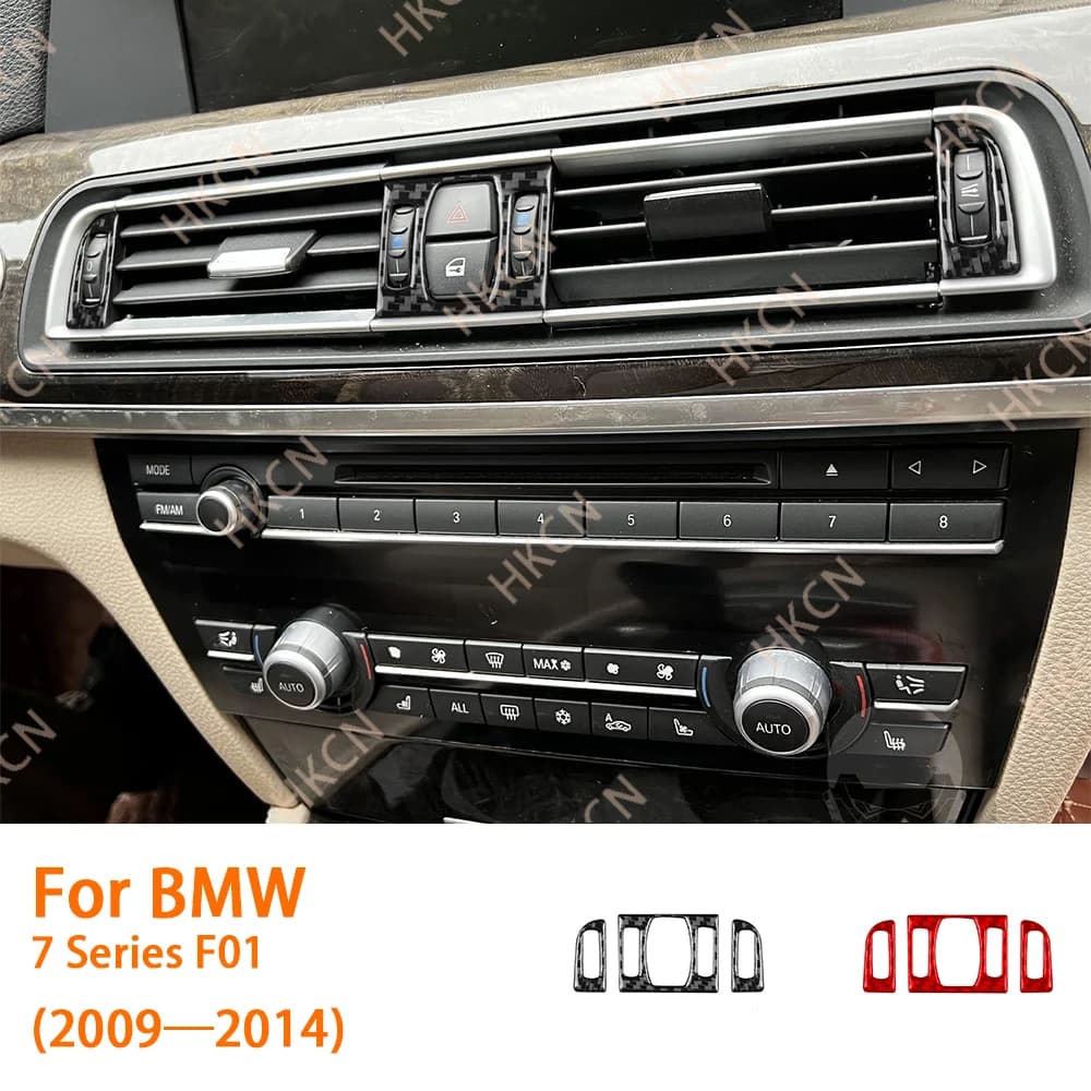 3D Carbon Fiber Interior Sticker for BMW 7 Series F01 2009-2014 Center Console Air Outlet Panel Trim Kit(OEM Fit Anti-Scratch)