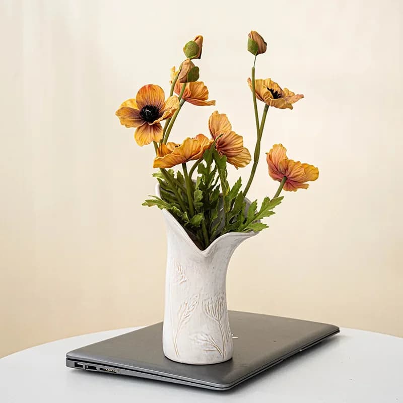 CAPIRON Nordic Ceramic Unique Shape Vase Minimalist Aesthetic Ornament Flower Arrangement  Bouquet Holder Centerpiece Home Deocr