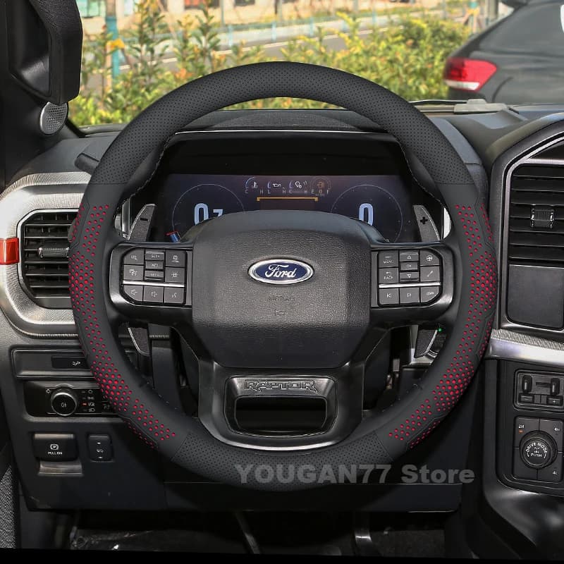 Leather Car Steering Wheel Cover For Ford F150 2025 2021-2023 2024 Wear-resistant Auto Steering Wheel Ford F150 Accessories 2025