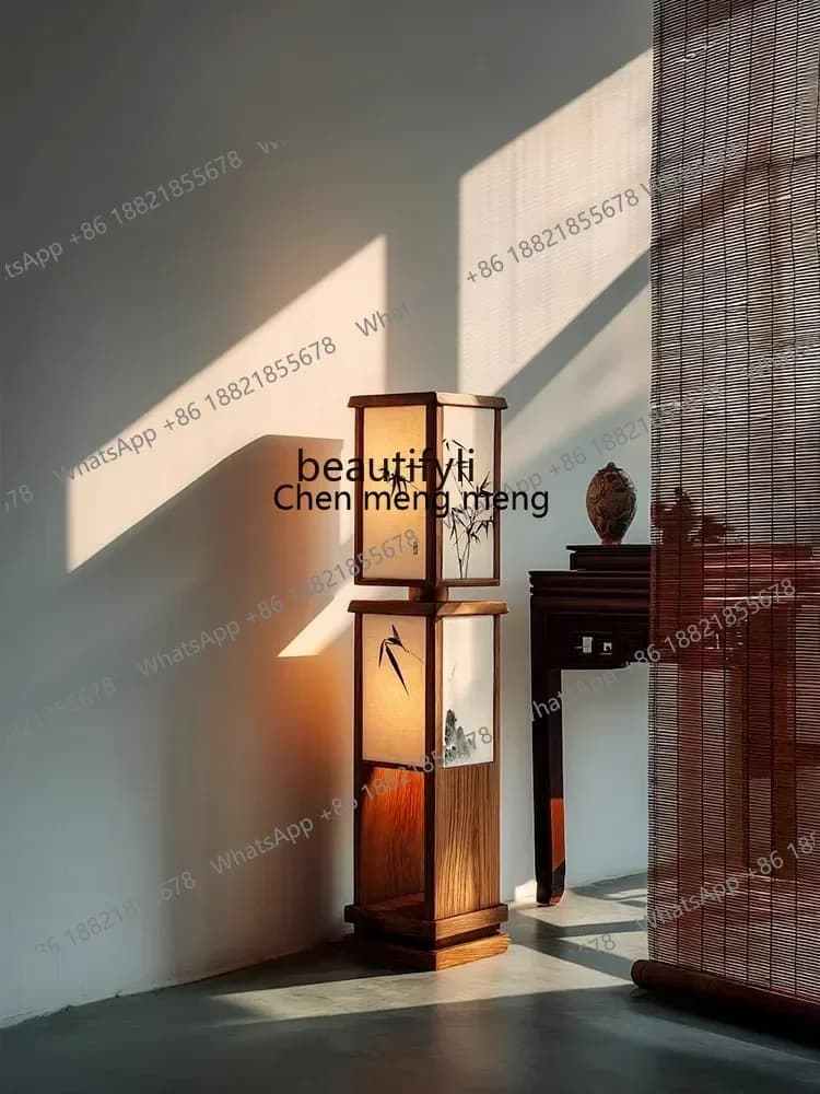 K182ZC182X1Solid wood floor lamp aesthetics retro zen tea room living room atmosphere decoration study new Chinese style
