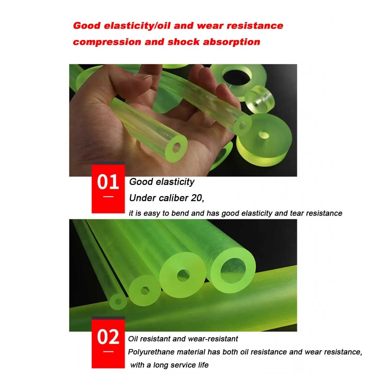 Non-Standard Customized Processing Polyurethane HollowRod,PU Rod, Elastic Beef Tendon High-Strength Rubber Rod