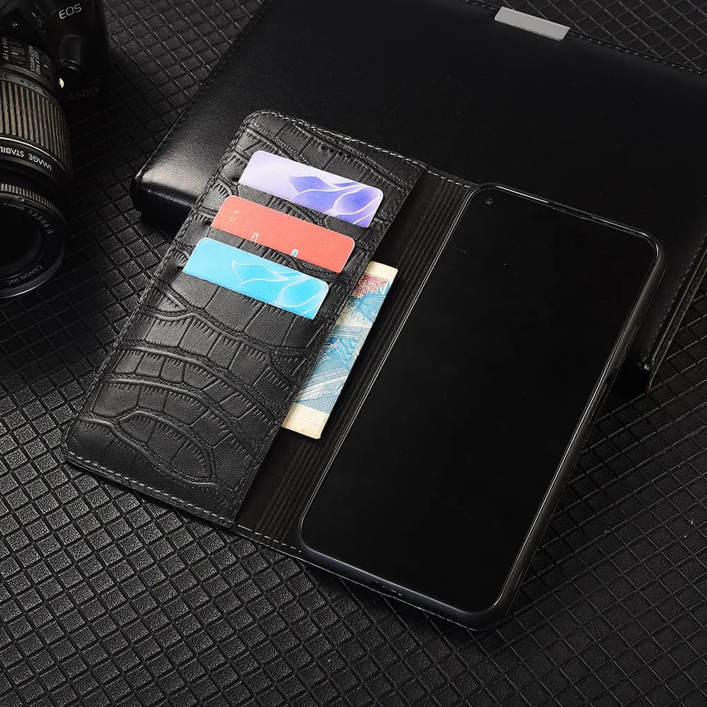 Crocodile Belly Genuine Leather Flip Case For Honor 70 80 90 100 200 300 400 500 600 SE GT Pro Plus Lite Ultra Wallet Cover Case