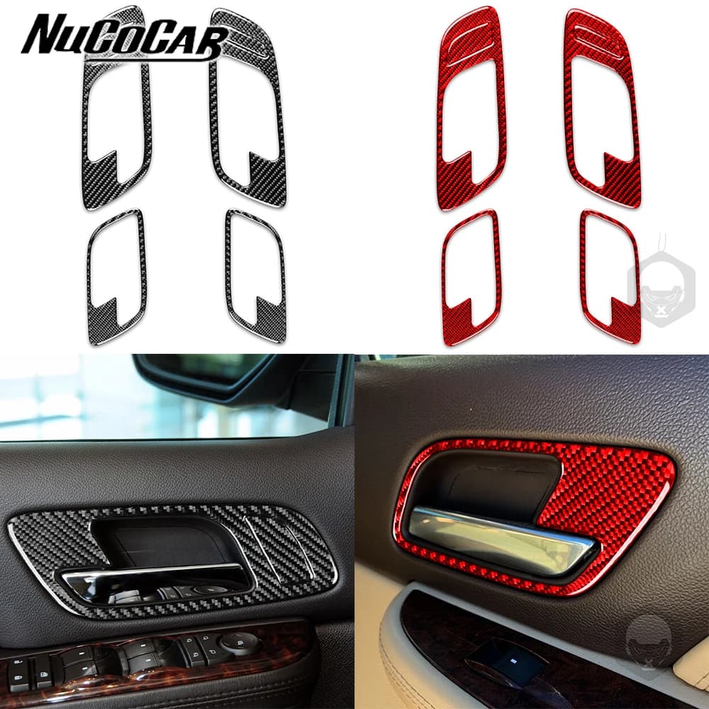 For Chevrolet Tahoe Silverado LTZ GMC Sierra SLT 2007-2013 Carbon Fiber Door pull switch panel Car Accessories Trim Stickers