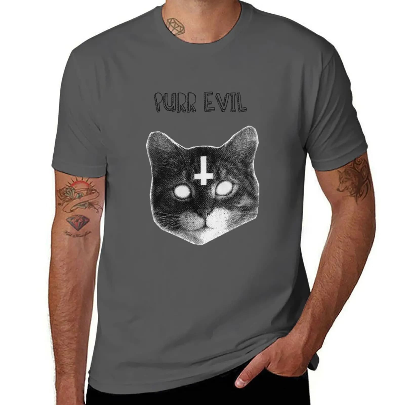 Purr Evil Cat T-Shirt t shirt man cotton t shirts for man cotton soft T-Shirt