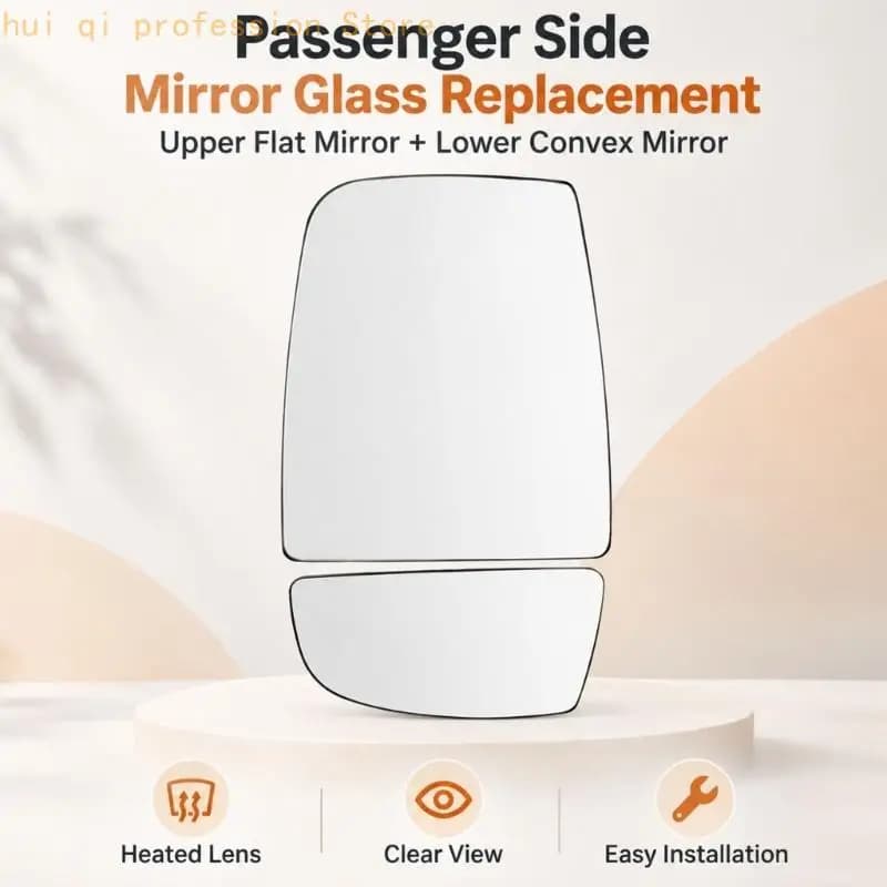 Driver Side Mirror Glass, BK31-17K741-BA Exterior Side Mirror Replacement Glass with Clip-On Attachment for Transit Replacing