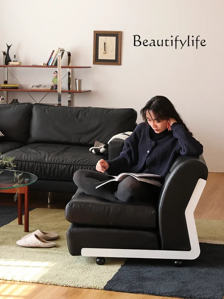 A44 Medieval module combination living room small apartment movable leather single sofa first layer cowhide