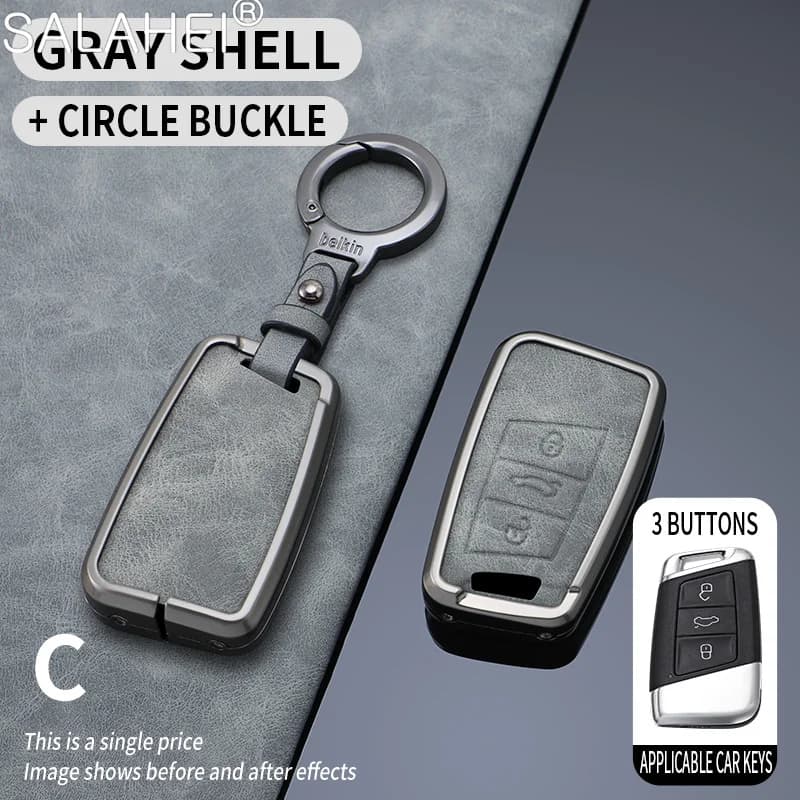Remote Smart Car Key Case Cover Leather Key Fob Ring Holder Protect For VW Passat B8 Jetta Skoda Superb Kodiaq 2020 2021 2022