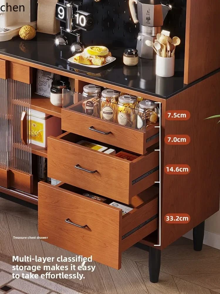 HYSSideboard Cabinet Living Room Vintage Style Storage High Cabinet Wall-Mounted Integrated Storage Tea Cabinet