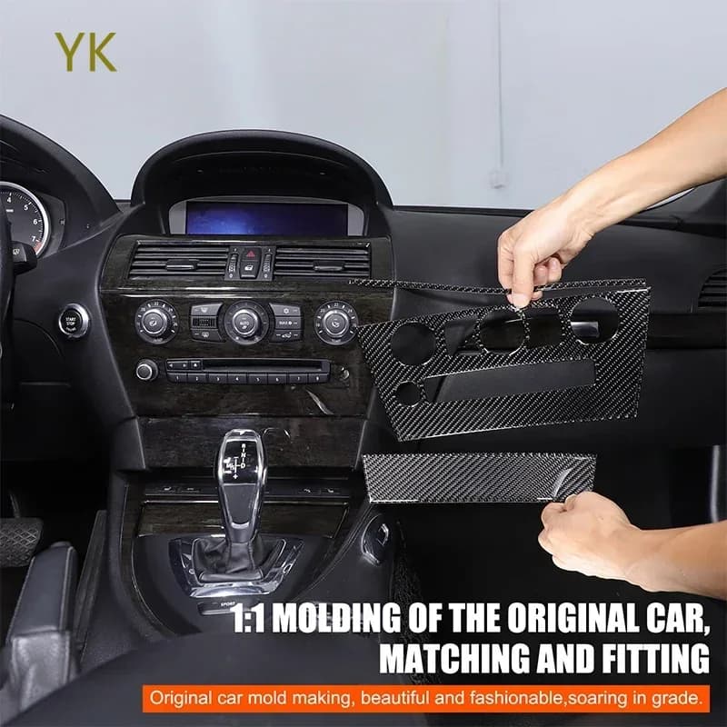 For BMW 6 Series E63 E64 2004-2009 Soft Carbon Fiber Car Air Conditioning Adjustment AC Control Panel Trim Interior Accessories