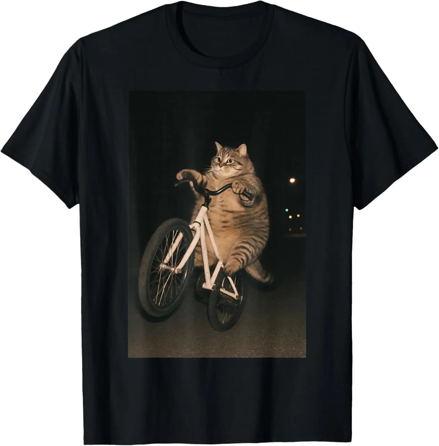 Cute Cat On Bike Animal Funny Meme T-Shirt