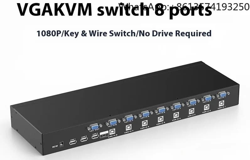 MT-801UK 8-port kvm switcher usb monitor 8 in 1 out vga multi-computer monitoring video recorder projector screen cutter
