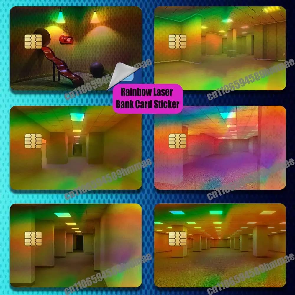 For Backrooms Credit Bank Sticker ID Access Card Cover Skin Rainbow Color Laser Stickers Film