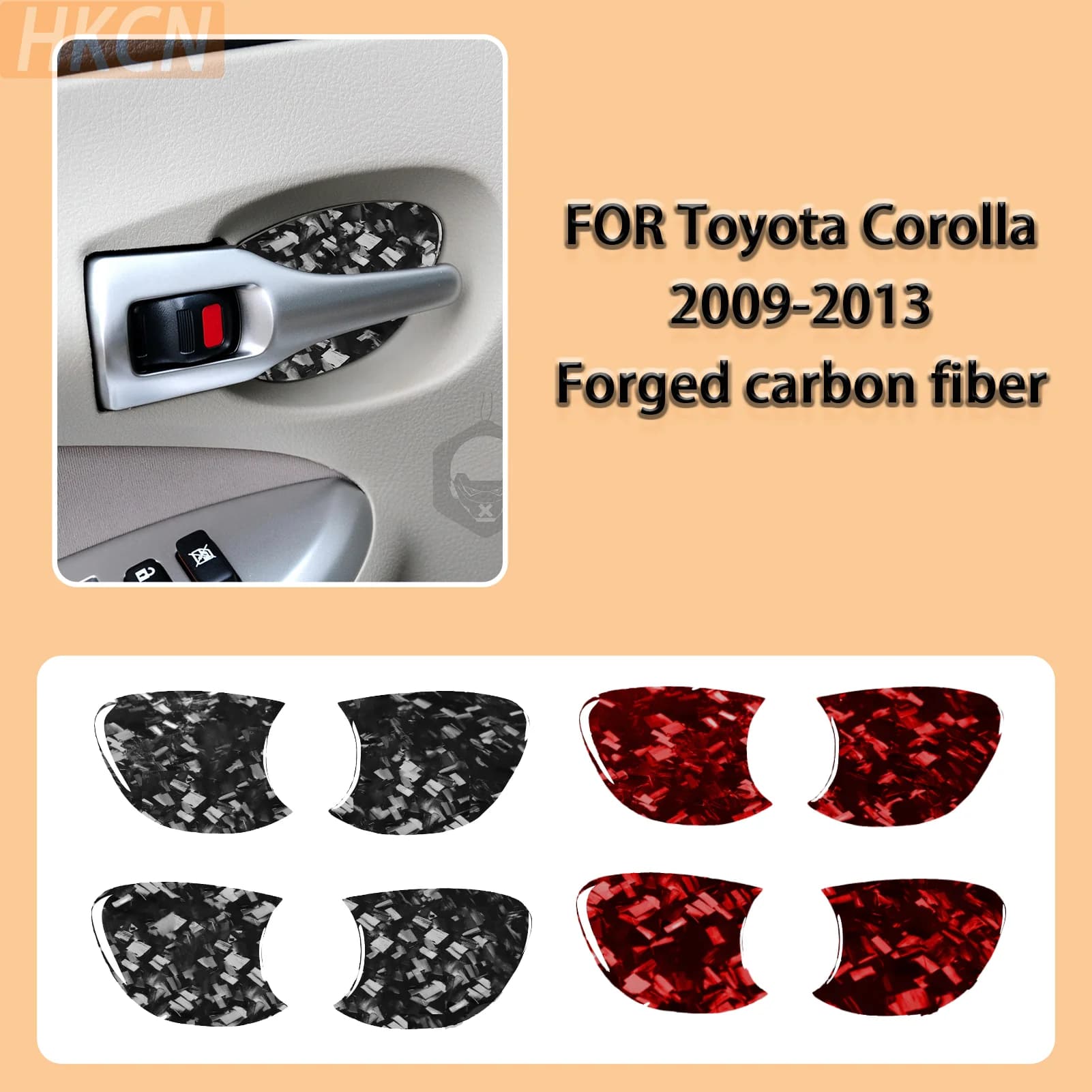 FOR Toyota Corolla 2009-2013 Forged Carbon Fiber Interior Door Handle Base Panel Decorative Car Interior Accessory Stickers