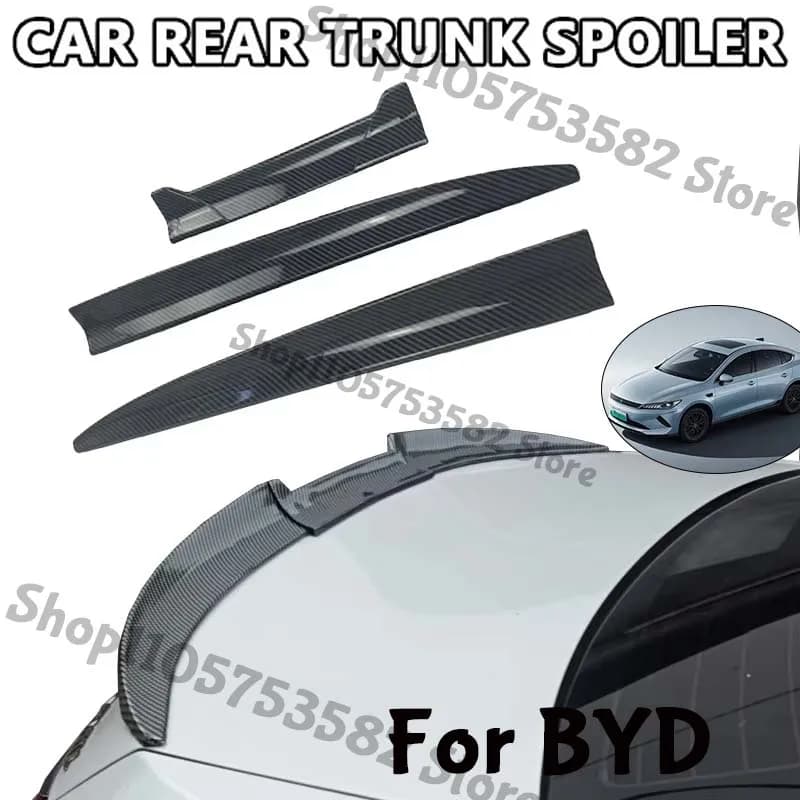 3Pcs DIY Cuttable Rear Trunk Spoiler Roof Wing Matte Black Universal Car Spoiler For BYD Sedan Hatchback Modification