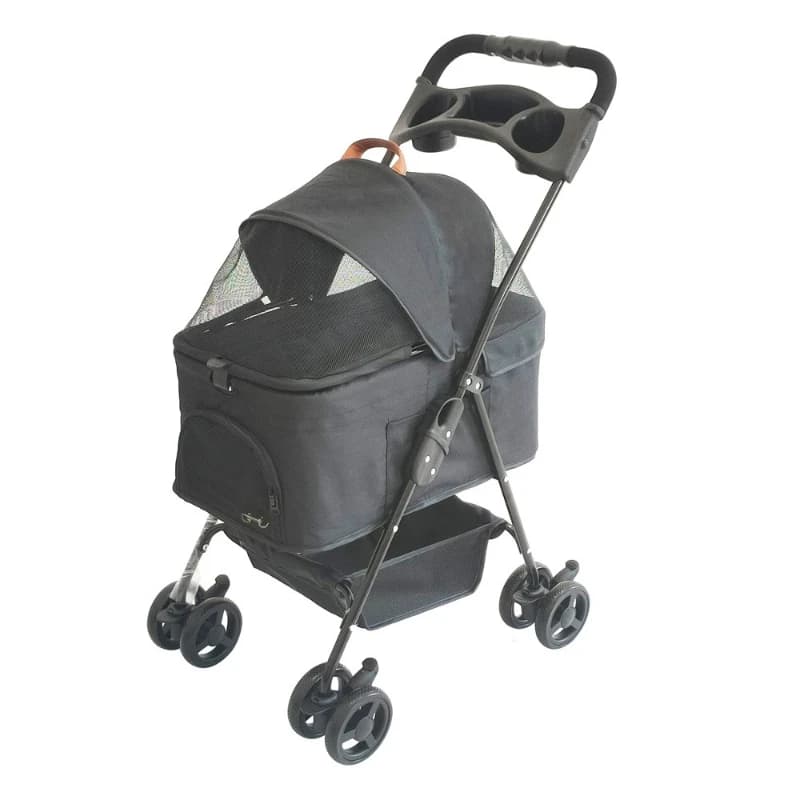 4 Wheel Detachable Puppy Trolley, Carrying Bag, Travel Clip, Buckle Four-Wheel Pet Stroller