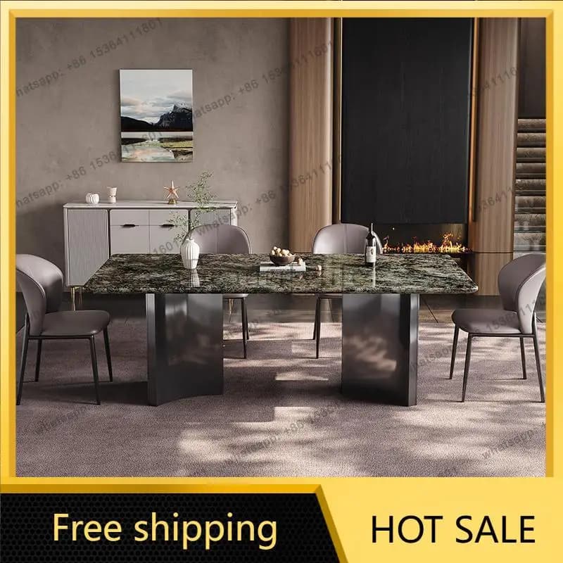 Factory Direct Sales Natural Dali Luxury Stone Dining Table Rectangle Italian Minimalist Dining Table