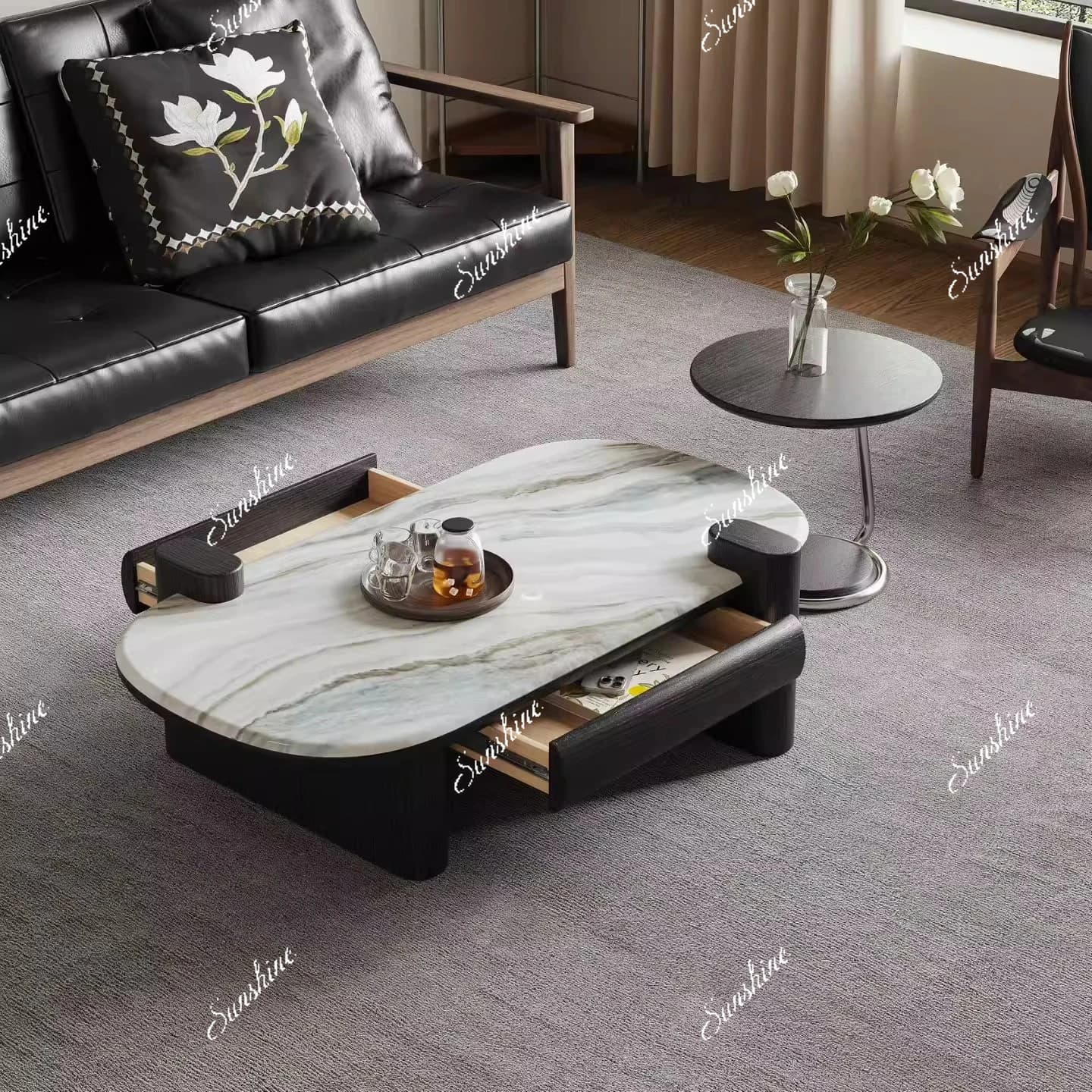 Italian light luxury minimalist size apartment living room high-end coffee table