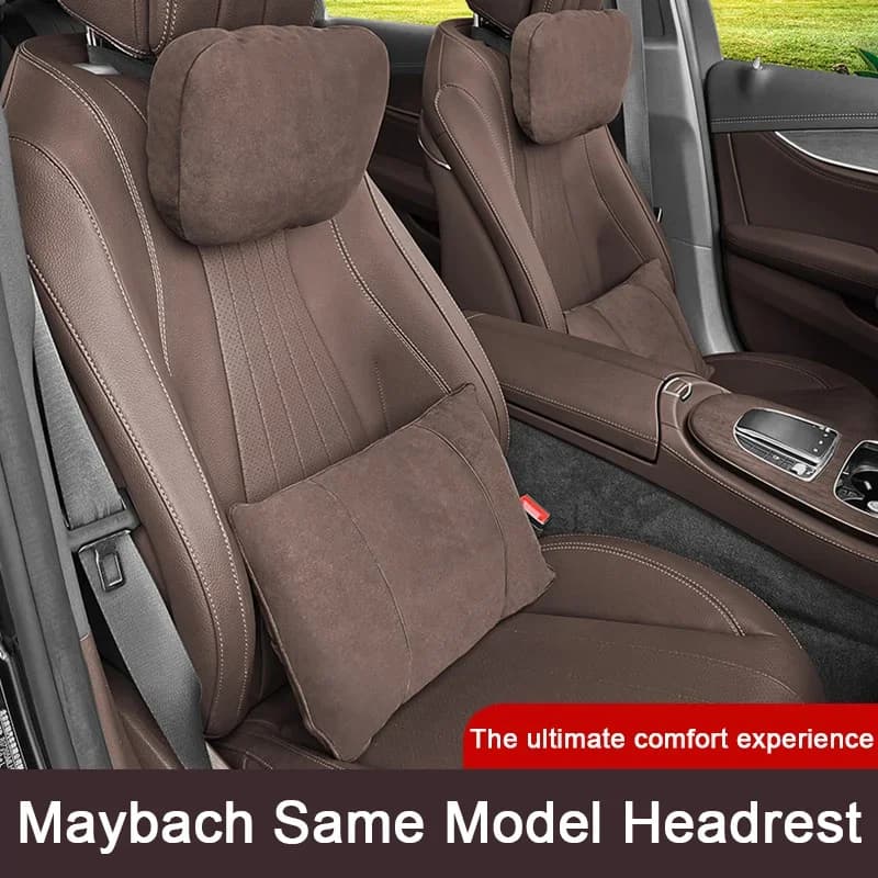 Suede Car Headrest Neck Support Seat Soft Pillow Breathable For Maybach S Class Design Mercedes Benz Audi Bmw Honda Kia Byd