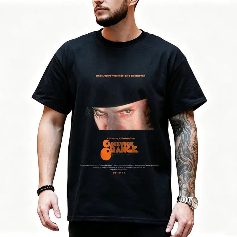 A Clockwork Orange Vintage 90s Graphic T‑Shirt 0907 Dystopian Movie Alex Droogs Print Short Sleeve Punk Gothic Streetwear Tees