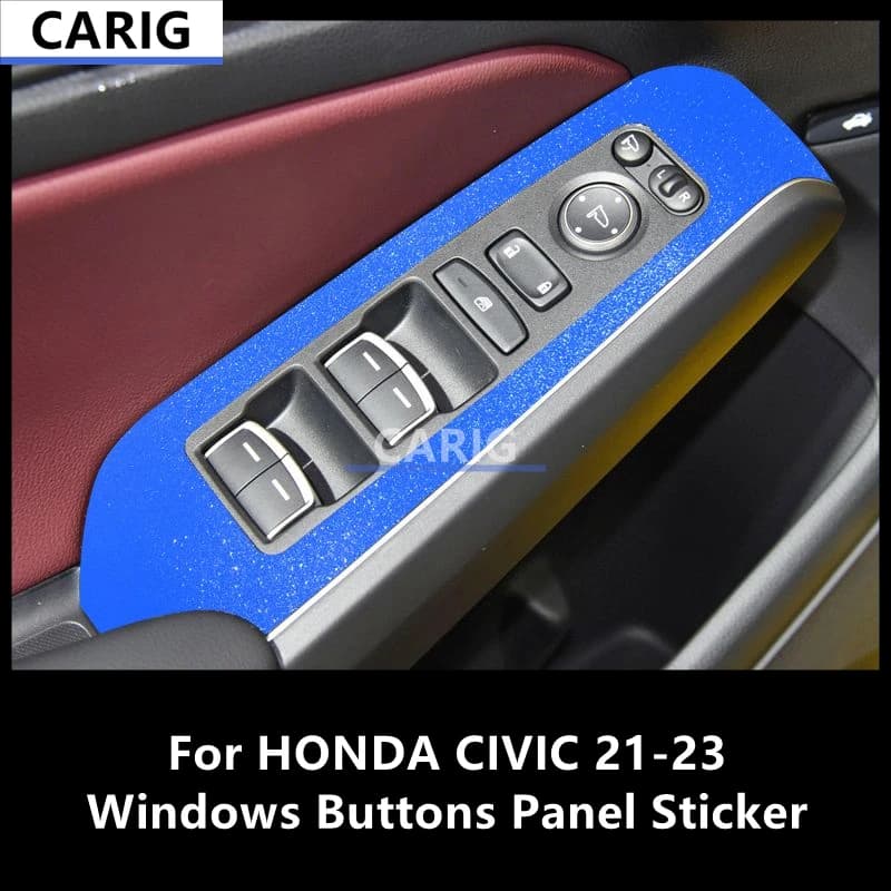 For HONDA CIVIC 21-23 Windows Buttons Panel Sticker Modified Carbon Fiber Interior Car Film Accessories Modification