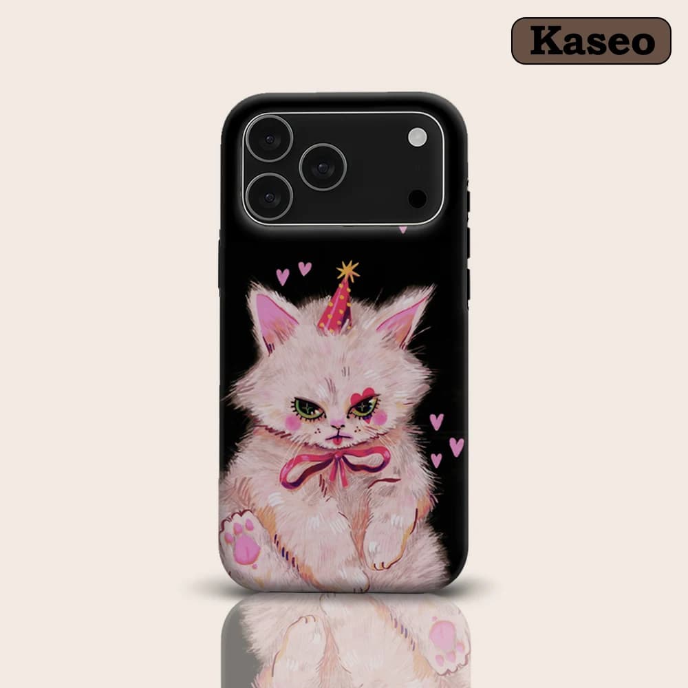Pink Heart Festive Kitten for Magnetic Phone Case for IPhone 17 16 15 14 13 Pro Max Plus Single Double-layer Tough Case