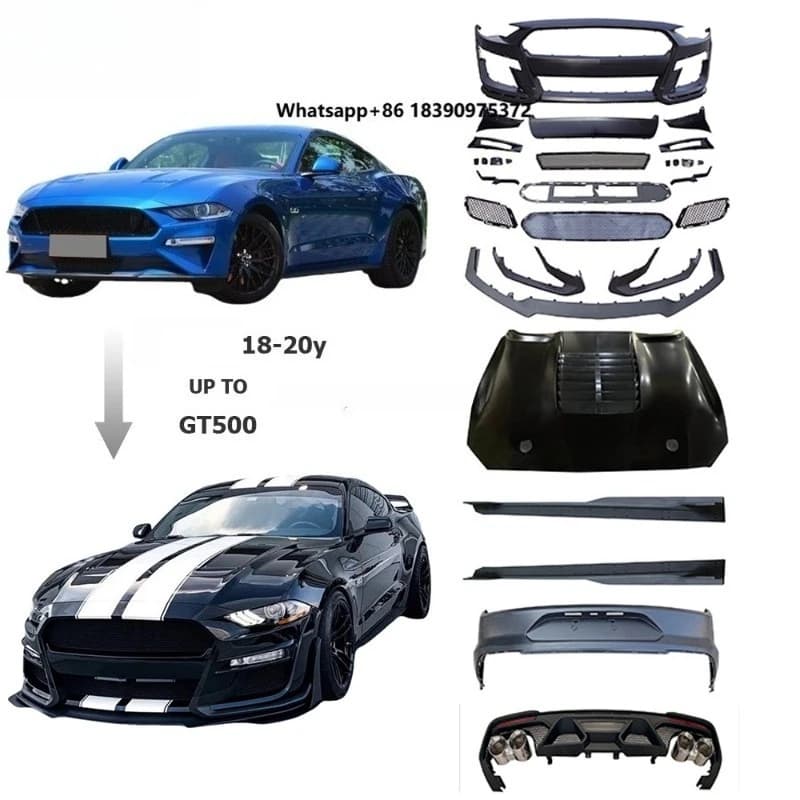 2018-2020 Year Upgrade to GT500 Style Body Kit Car Bumpers Hood Rear Wing Car Accessories Auto Tuning Parts